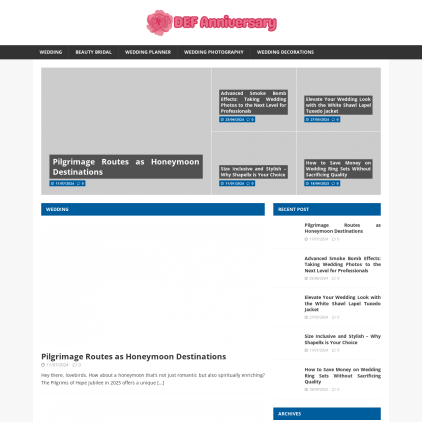 A detailed screenshot showcasing the homepage of defanniversary.com, highlighting its main features and design elements.