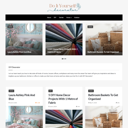 A detailed screenshot showcasing the homepage of diy-decorator.com.au, highlighting its main features and design elements.
