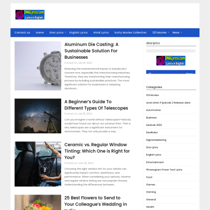 A detailed screenshot showcasing the homepage of dnalyrics.com, highlighting its main features and design elements.