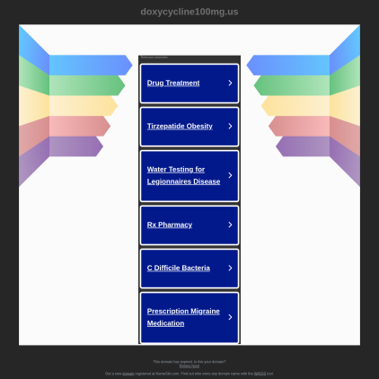 A detailed screenshot showcasing the homepage of doxycycline100mg.us, highlighting its main features and design elements.