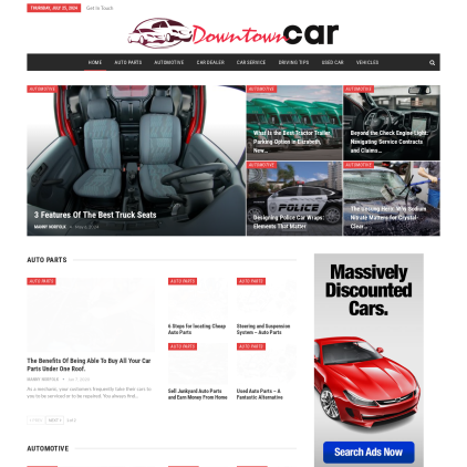 A detailed screenshot showcasing the homepage of dtwtowncar.com, highlighting its main features and design elements.