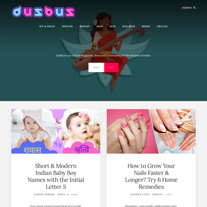 A detailed screenshot showcasing the homepage of dusbus.com, highlighting its main features and design elements.