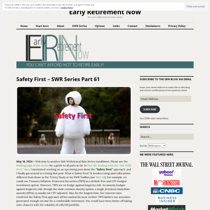 A detailed screenshot showcasing the homepage of earlyretirementnow.com, highlighting its main features and design elements.