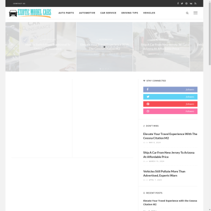 A detailed screenshot showcasing the homepage of exoticmodelcars.com, highlighting its main features and design elements.
