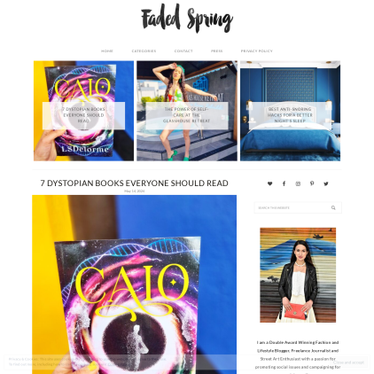 A detailed screenshot showcasing the homepage of fadedspring.co.uk, highlighting its main features and design elements.