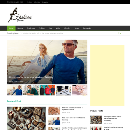 A detailed screenshot showcasing the homepage of fashion-forum.org, highlighting its main features and design elements.