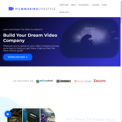 A detailed screenshot showcasing the homepage of filmlifestyle.com, highlighting its main features and design elements.