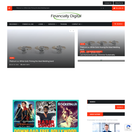 A detailed screenshot showcasing the homepage of financiallydigital.com, highlighting its main features and design elements.