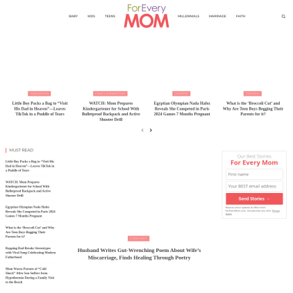 A detailed screenshot showcasing the homepage of foreverymom.com, highlighting its main features and design elements.