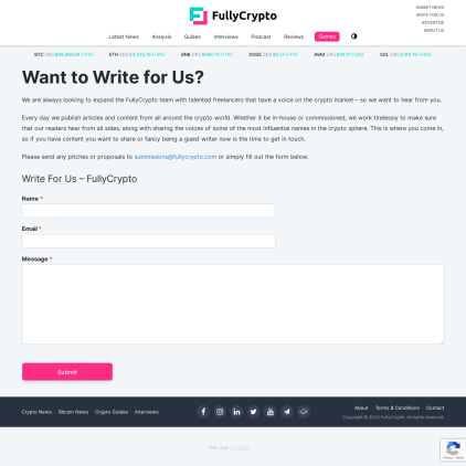 A detailed screenshot showcasing the homepage of fullycrypto.com, highlighting its main features and design elements.