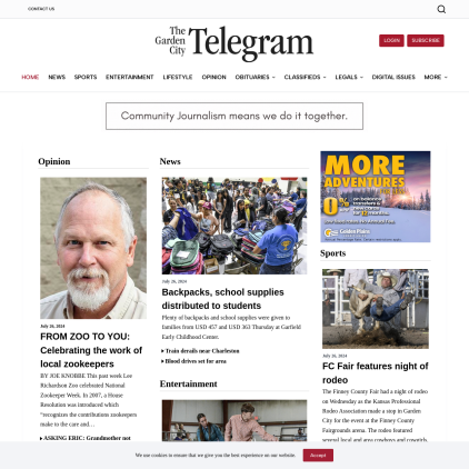 A detailed screenshot showcasing the homepage of gctelegram.com, highlighting its main features and design elements.