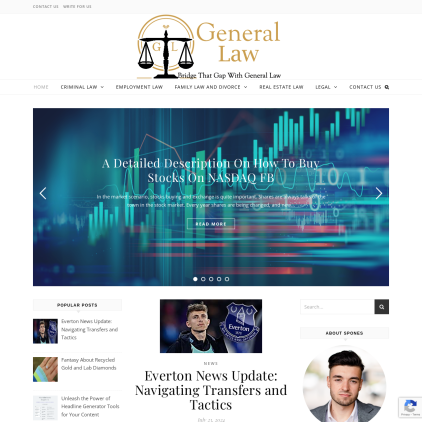 A detailed screenshot showcasing the homepage of generallaw.xyz, highlighting its main features and design elements.