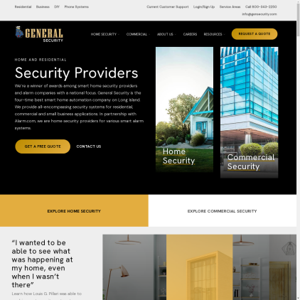 A detailed screenshot showcasing the homepage of gensecurity.com, highlighting its main features and design elements.