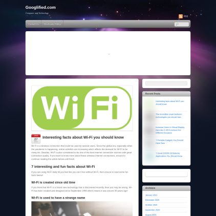 A detailed screenshot showcasing the homepage of googlified.com, highlighting its main features and design elements.