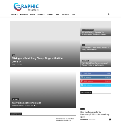 A detailed screenshot showcasing the homepage of graphictutorials.net, highlighting its main features and design elements.