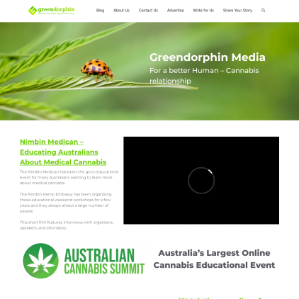 A detailed screenshot showcasing the homepage of greendorphin.com, highlighting its main features and design elements.