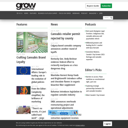 A detailed screenshot showcasing the homepage of growopportunity.ca, highlighting its main features and design elements.