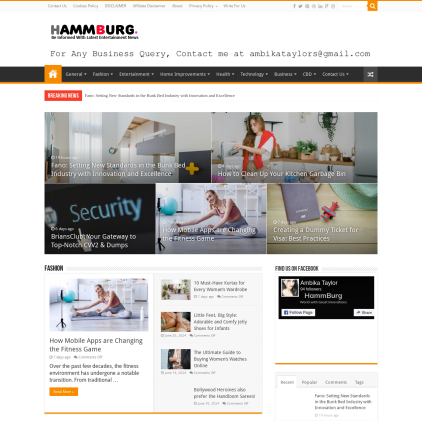 A detailed screenshot showcasing the homepage of hammburg.com, highlighting its main features and design elements.