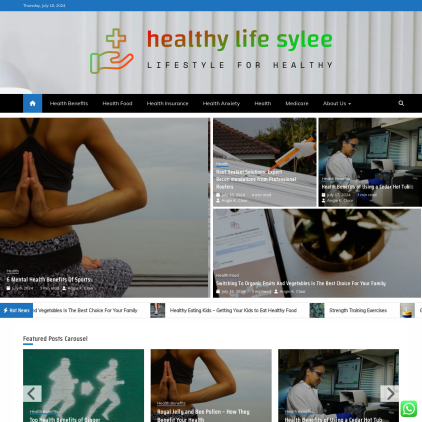 A detailed screenshot showcasing the homepage of healthylifesylee.com, highlighting its main features and design elements.