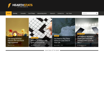 A detailed screenshot showcasing the homepage of hearthstats.net, highlighting its main features and design elements.