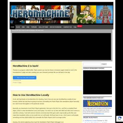 A detailed screenshot showcasing the homepage of heromachine.com, highlighting its main features and design elements.