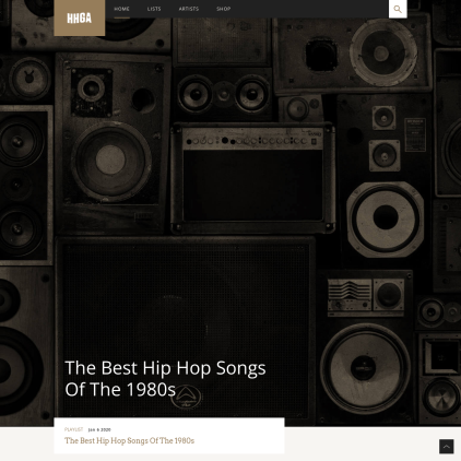 A detailed screenshot showcasing the homepage of hiphopgoldenage.com, highlighting its main features and design elements.