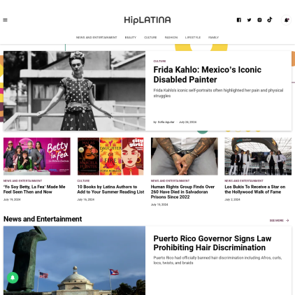 A detailed screenshot showcasing the homepage of hiplatina.com, highlighting its main features and design elements.