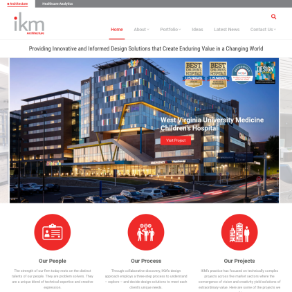 A detailed screenshot showcasing the homepage of ikminc.com, highlighting its main features and design elements.