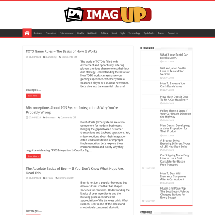 A detailed screenshot showcasing the homepage of imagup.com, highlighting its main features and design elements.