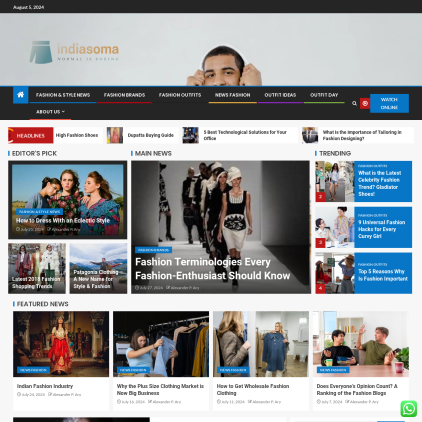 A detailed screenshot showcasing the homepage of indiasoma.com, highlighting its main features and design elements.