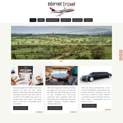 A detailed screenshot showcasing the homepage of internettraveltips.com, highlighting its main features and design elements.
