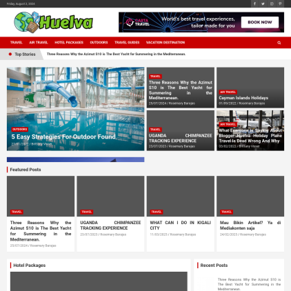 A detailed screenshot showcasing the homepage of iuhuelva.org, highlighting its main features and design elements.