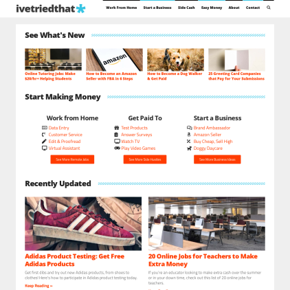 A detailed screenshot showcasing the homepage of ivetriedthat.com, highlighting its main features and design elements.