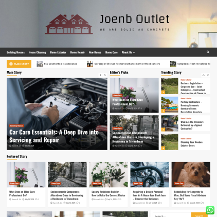 A detailed screenshot showcasing the homepage of joenboutlet.us, highlighting its main features and design elements.