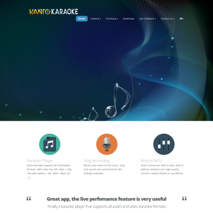 A detailed screenshot showcasing the homepage of kantokaraoke.com, highlighting its main features and design elements.