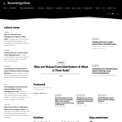 A detailed screenshot showcasing the homepage of knowledgedisk.com, highlighting its main features and design elements.