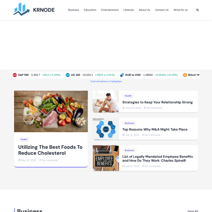 A detailed screenshot showcasing the homepage of krnode.com, highlighting its main features and design elements.