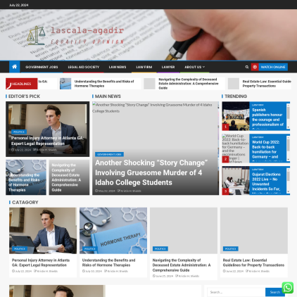 A detailed screenshot showcasing the homepage of lascala-agadir.com, highlighting its main features and design elements.