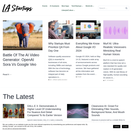 A detailed screenshot showcasing the homepage of lastartups.com, highlighting its main features and design elements.