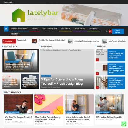 A detailed screenshot showcasing the homepage of latelybar.com, highlighting its main features and design elements.