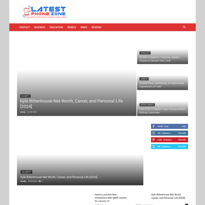 A detailed screenshot showcasing the homepage of latestphonezone.com, highlighting its main features and design elements.