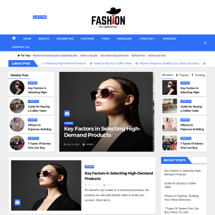 A detailed screenshot showcasing the homepage of lifestyletofashion.com, highlighting its main features and design elements.