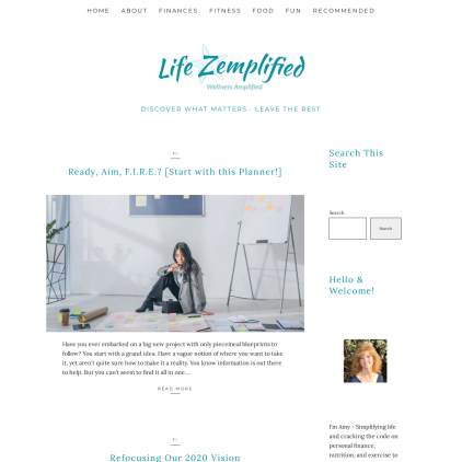 A detailed screenshot showcasing the homepage of lifezemplified.com, highlighting its main features and design elements.