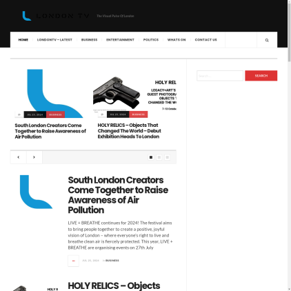 A detailed screenshot showcasing the homepage of london-tv.co.uk, highlighting its main features and design elements.