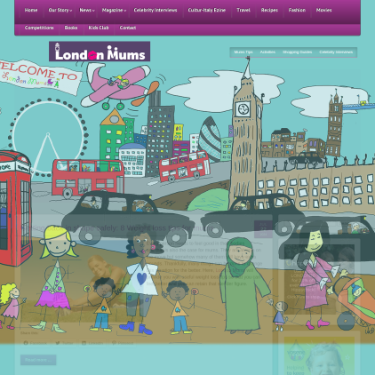 A detailed screenshot showcasing the homepage of londonmumsmagazine.com, highlighting its main features and design elements.