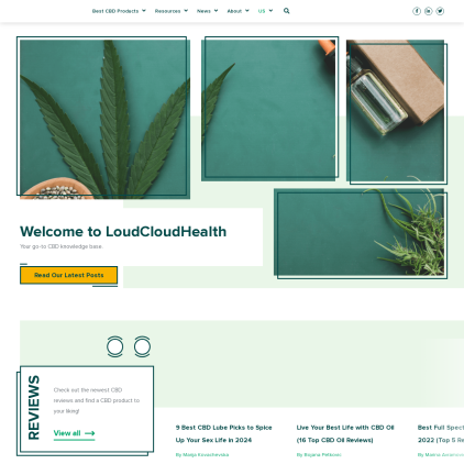 A detailed screenshot showcasing the homepage of loudcloudhealth.com, highlighting its main features and design elements.