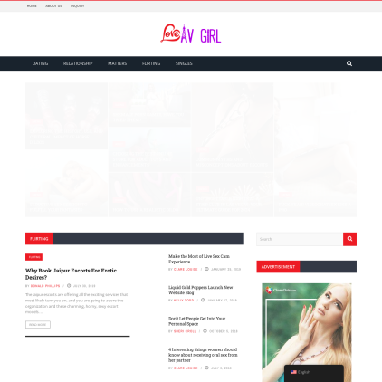 A detailed screenshot showcasing the homepage of loveavgirl.com, highlighting its main features and design elements.