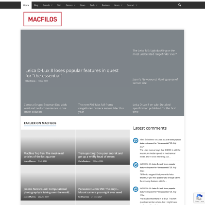 A detailed screenshot showcasing the homepage of macfilos.com, highlighting its main features and design elements.