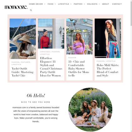 A detailed screenshot showcasing the homepage of momooze.com, highlighting its main features and design elements.