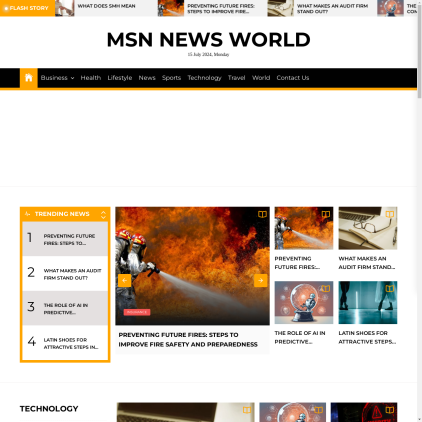 A detailed screenshot showcasing the homepage of msnnewsworld.com, highlighting its main features and design elements.